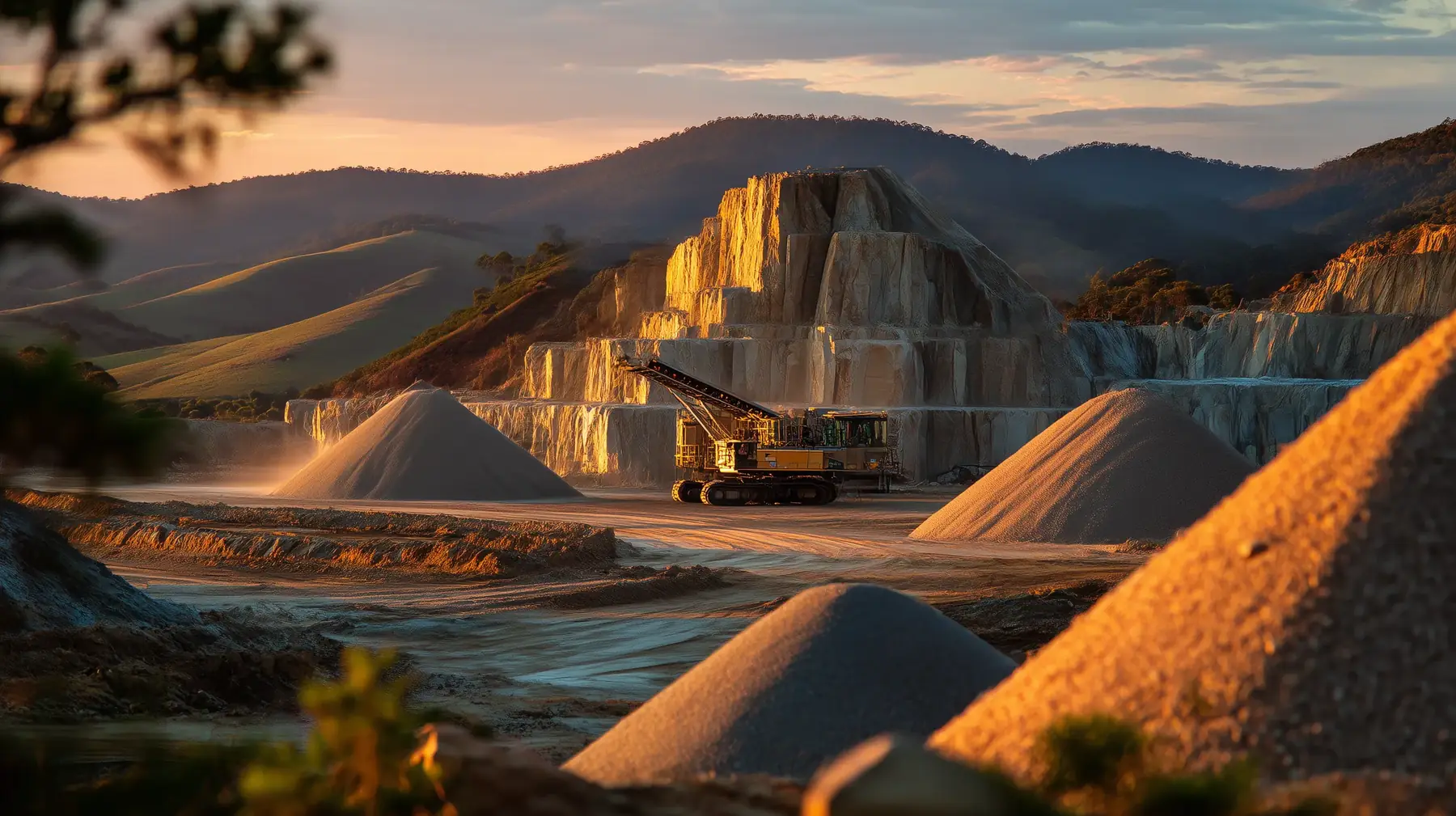 Established limestone quarry in regional Victoria with mobile crushing plant